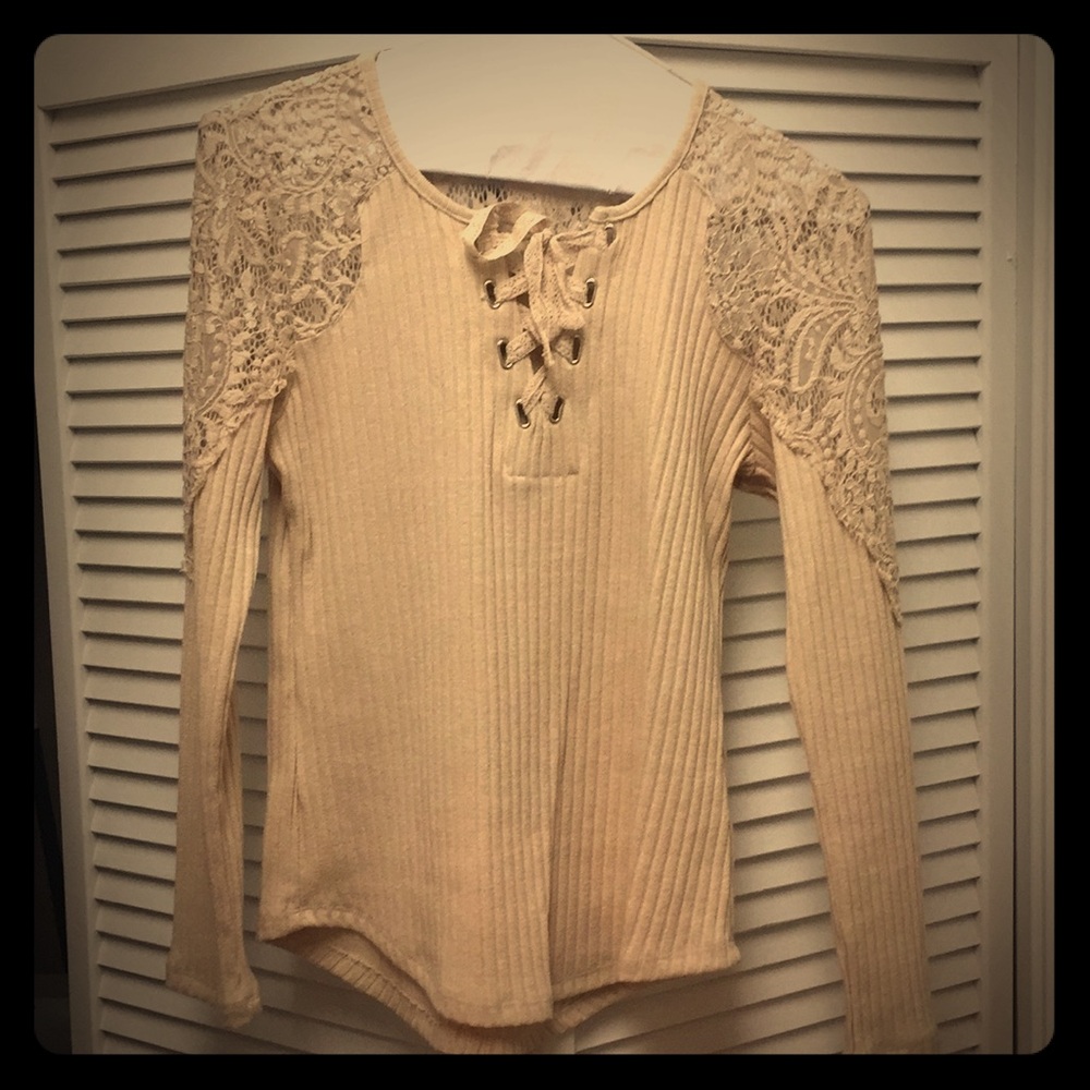 Laced tan sweater
